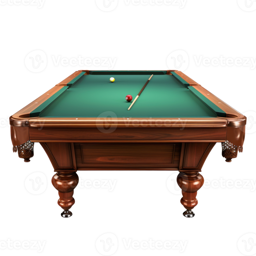 Pool Table Billiards Table front view full length isolate on transparency background png
