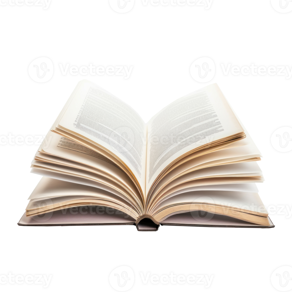 white book open front view full length isolate on transparency background png