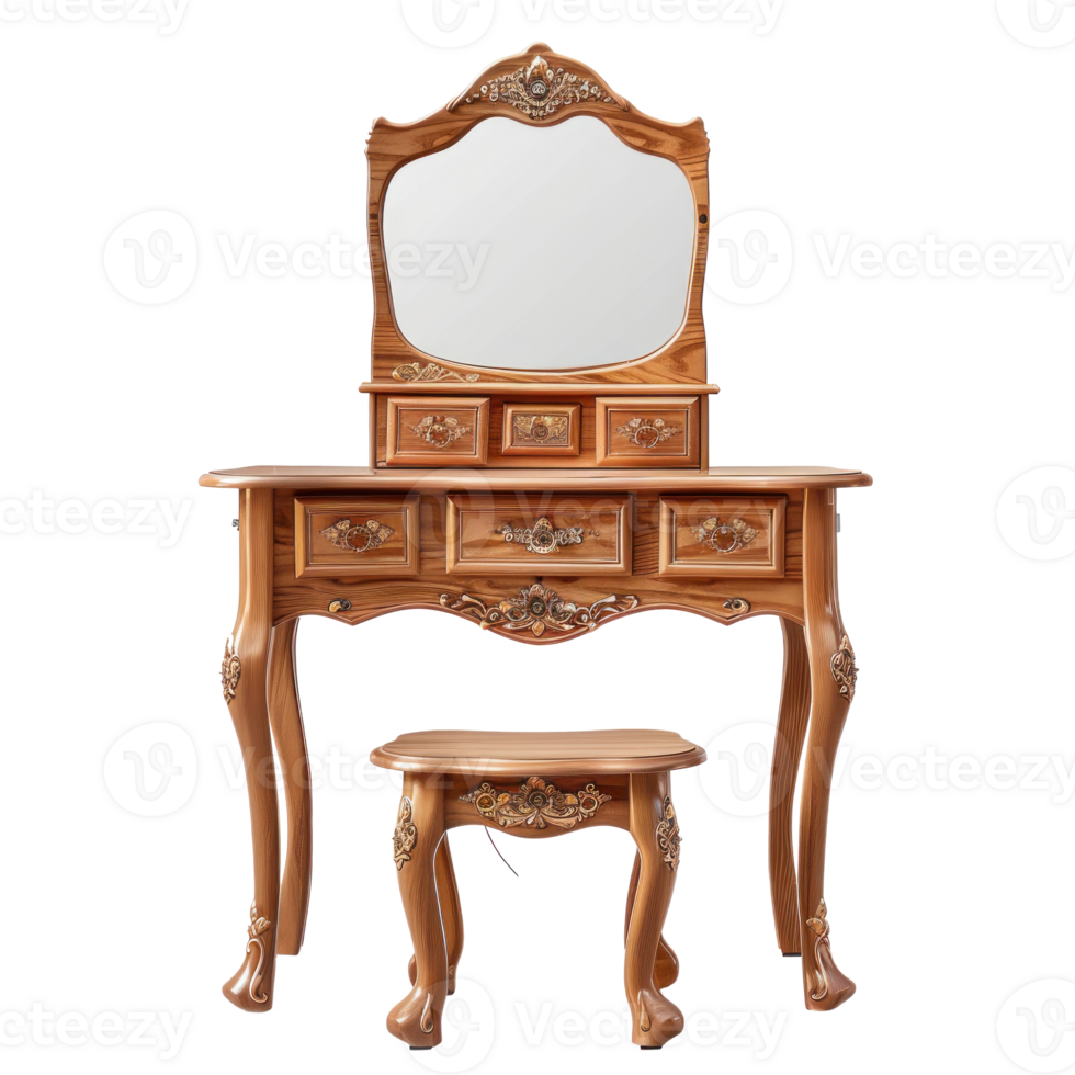 Dressing Table Vanity front view full length isolate on transparency background png