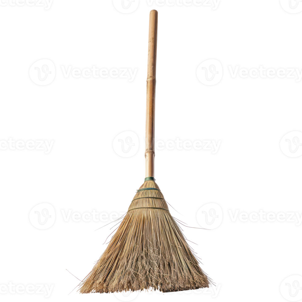 Broom side view full length isolate on transparency background png