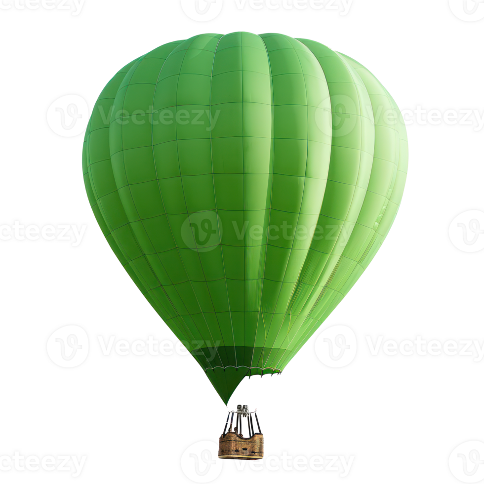 floated green Hot-air balloon isolate on transparency background png