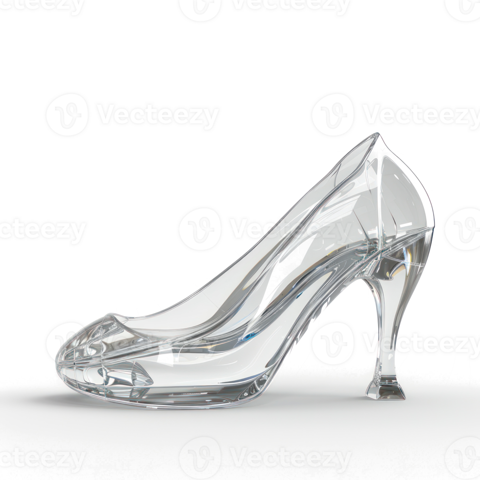 Glass Slipper 3d rendering side view isolate on transparency background png