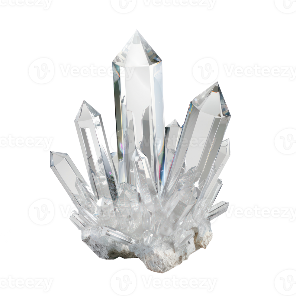 White crystal 3d rendering isolate on transparency background png