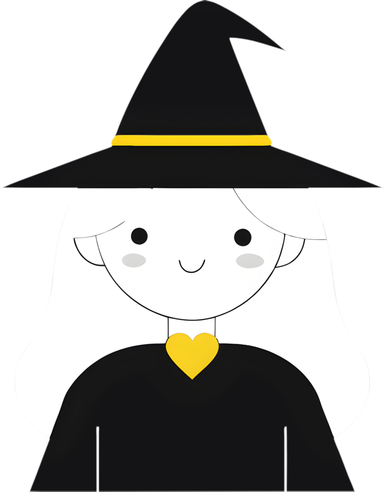 Cute witch smiling in playful magical pose. . png