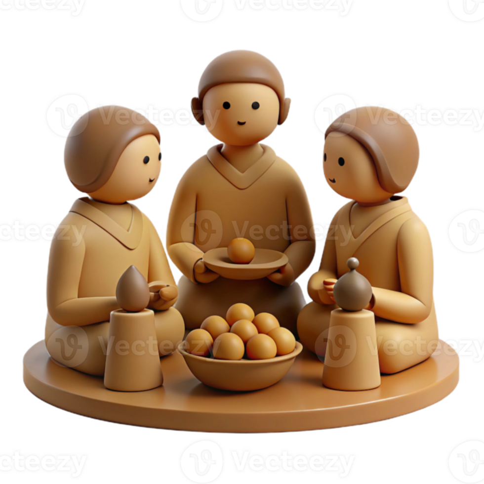 Three Cartoon Characters Enjoying a Meal Together png