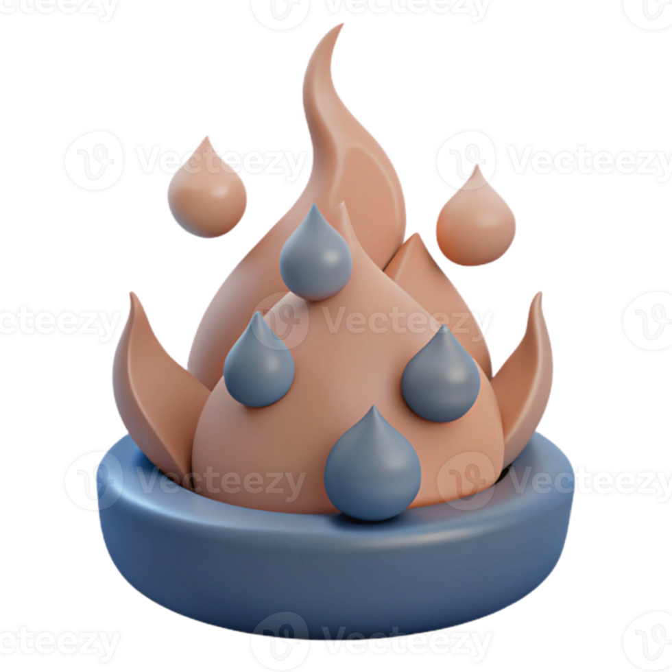 3D Illustration of Fire and Water Elements png