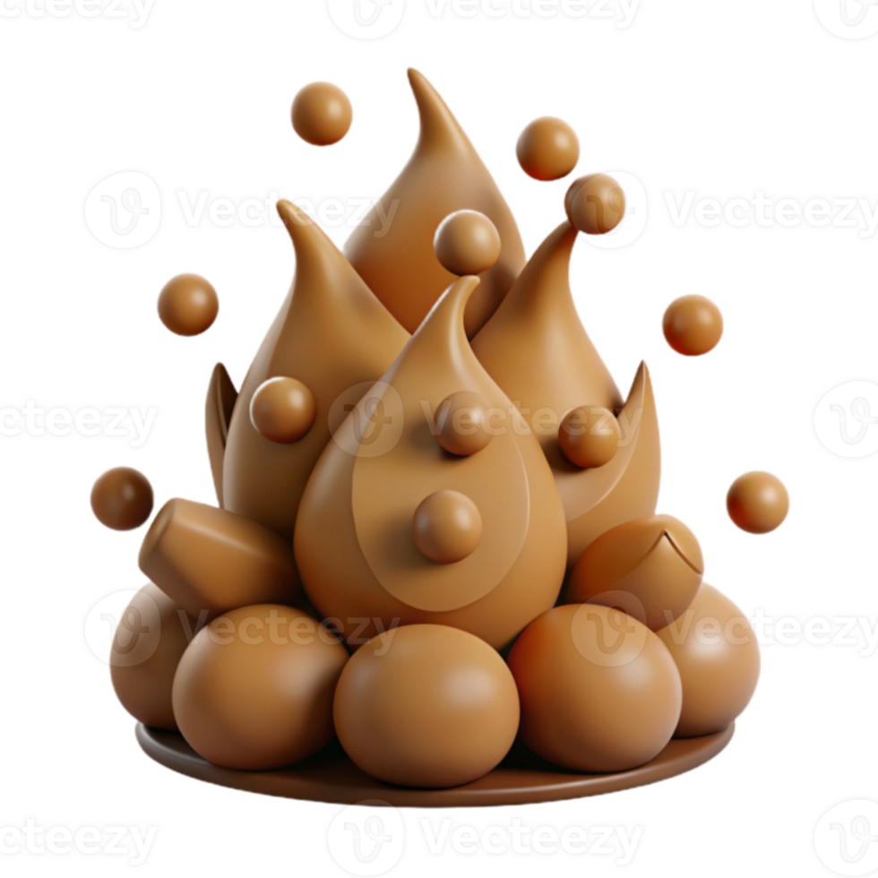 Abstract 3D Render of Brown Liquid Splashes with Spheres png