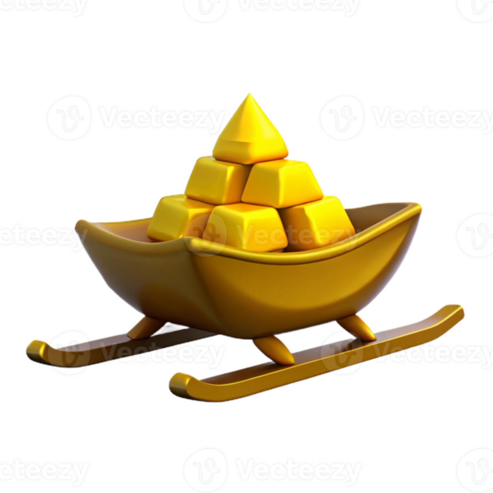 Golden Sled with Stacked Treasure png
