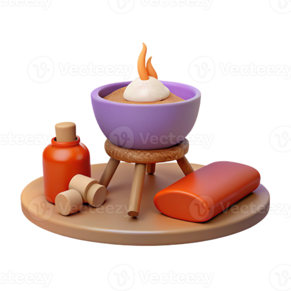 3D Render of a Campfire with Accessories png