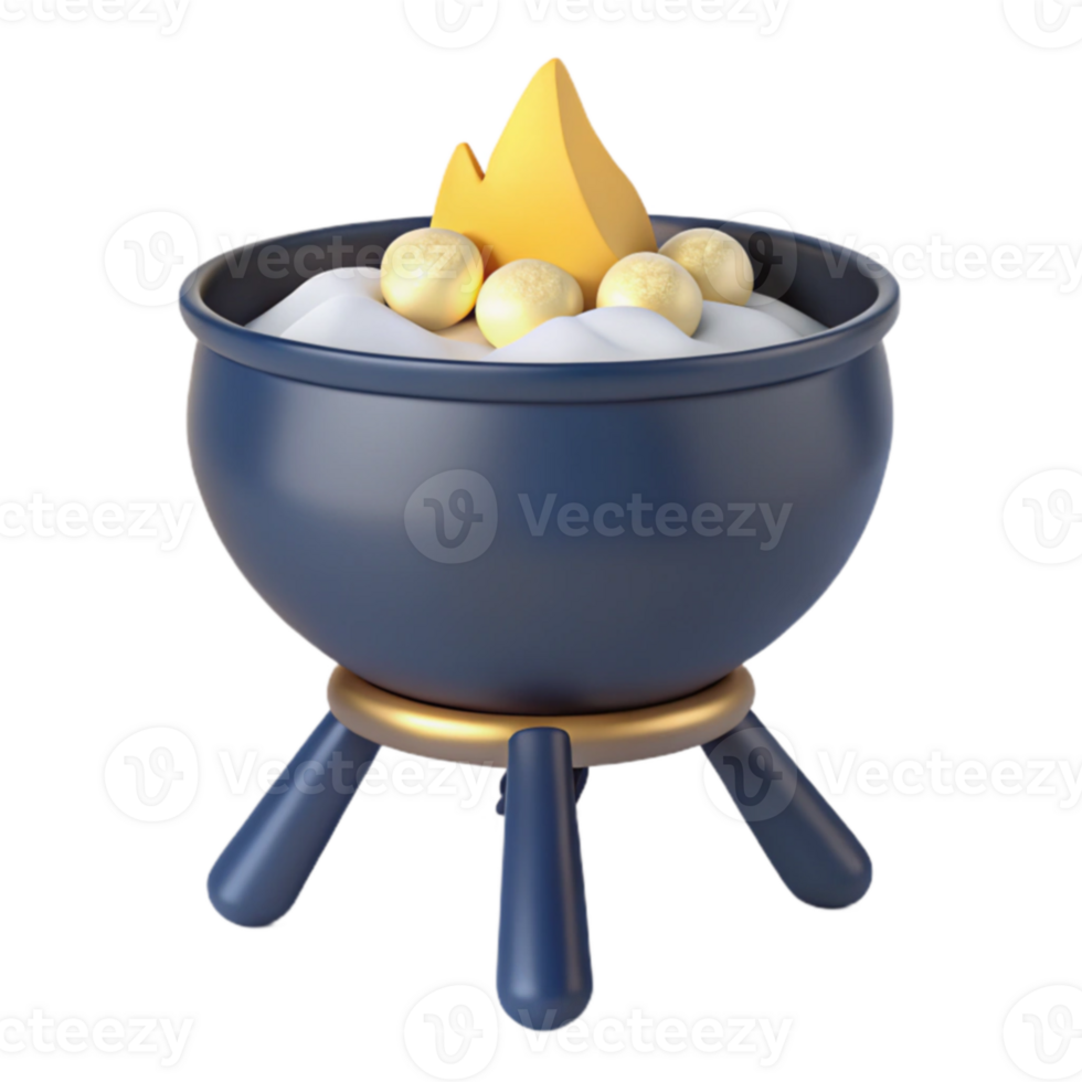 3D Render of a Blue and Gold Fire Pit with a Yellow Flame png