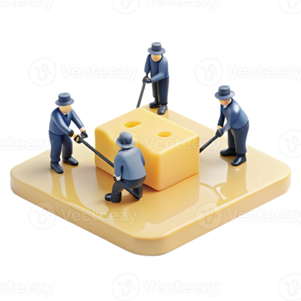 Four Figures Pulling a Block of Cheese png