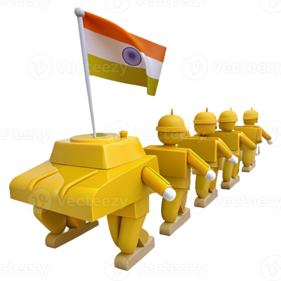 Toy Soldiers Marching with a Tank and Flag png