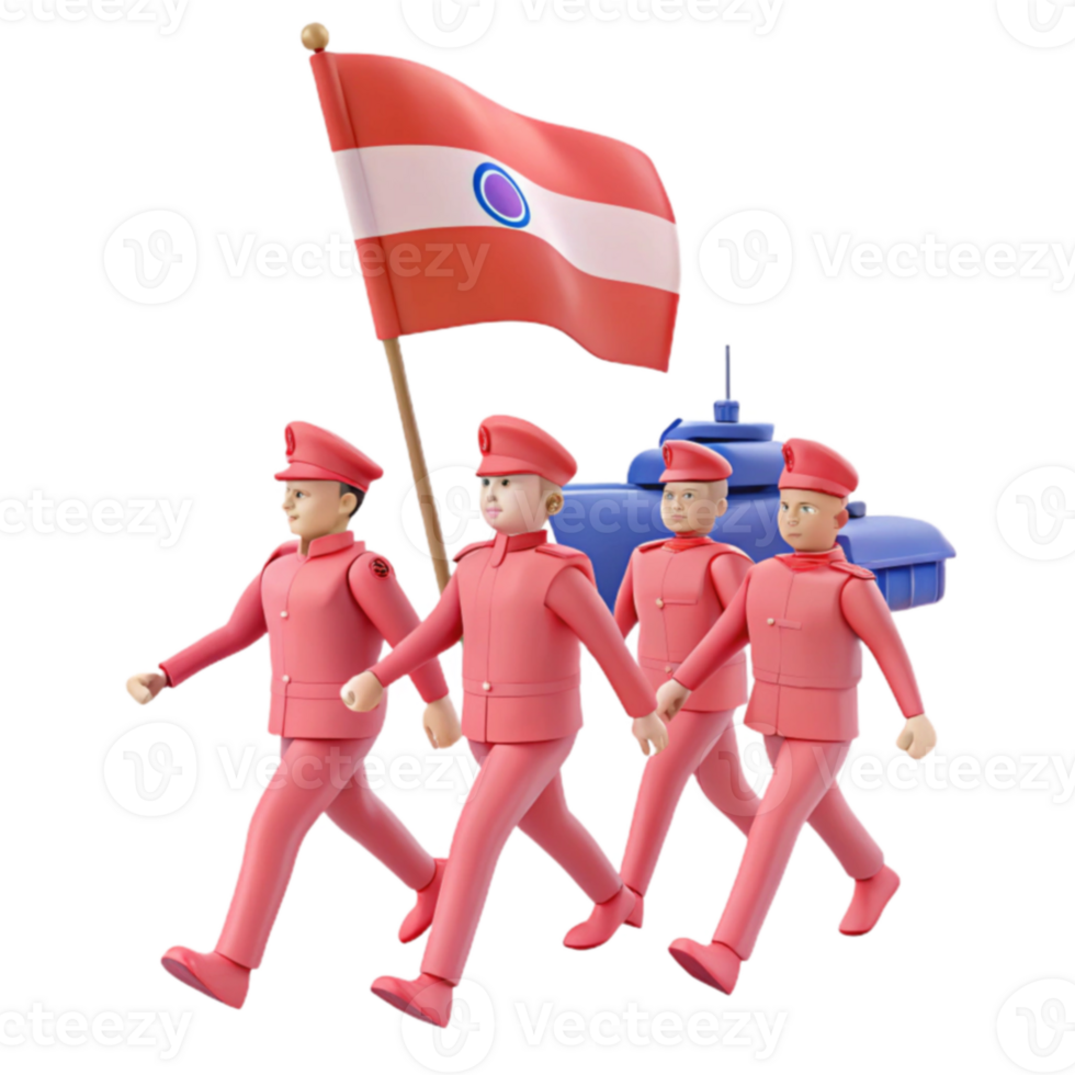Toy Soldiers Marching with a Tank and Flag png