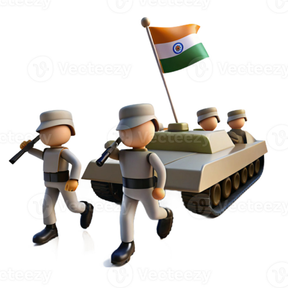 Soldiers Marching with Tank and Flag png