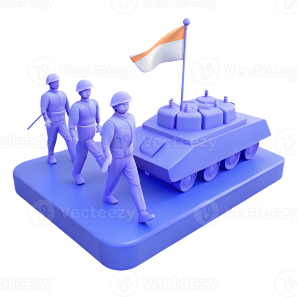 Soldiers Marching with a Tank and Flag png