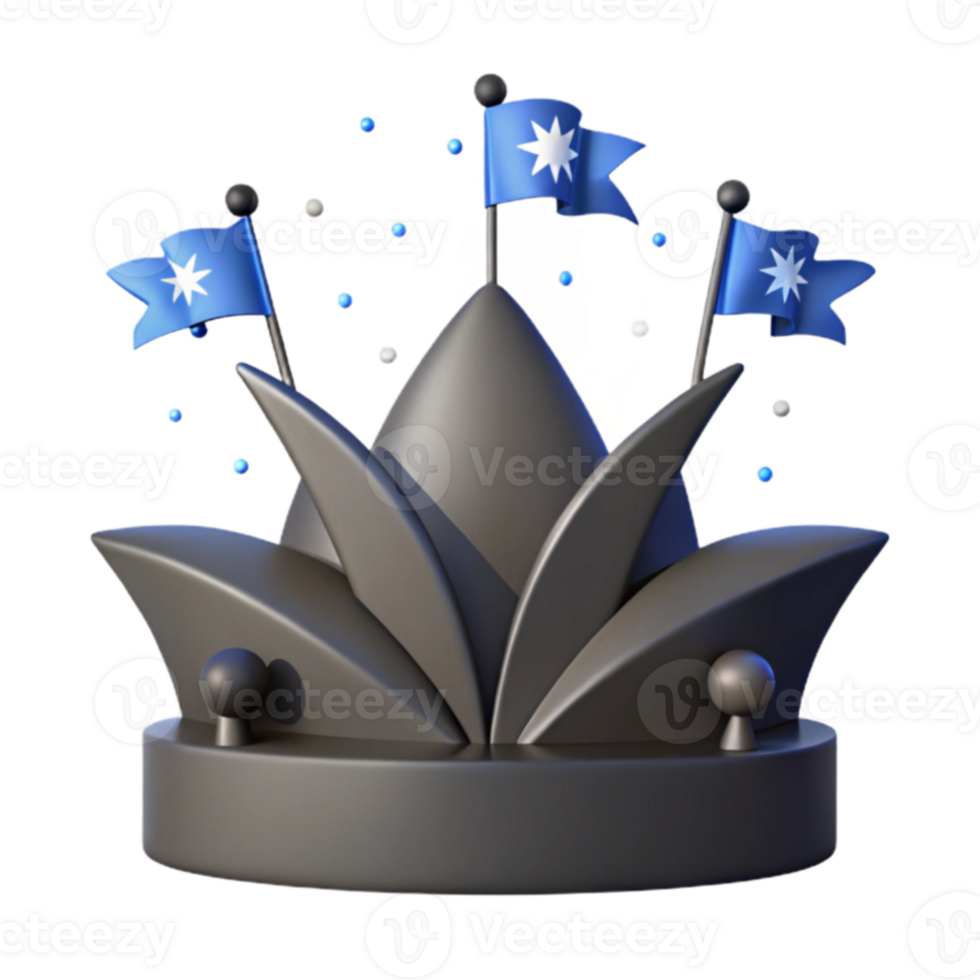 3D Render of a Crown with Flags png