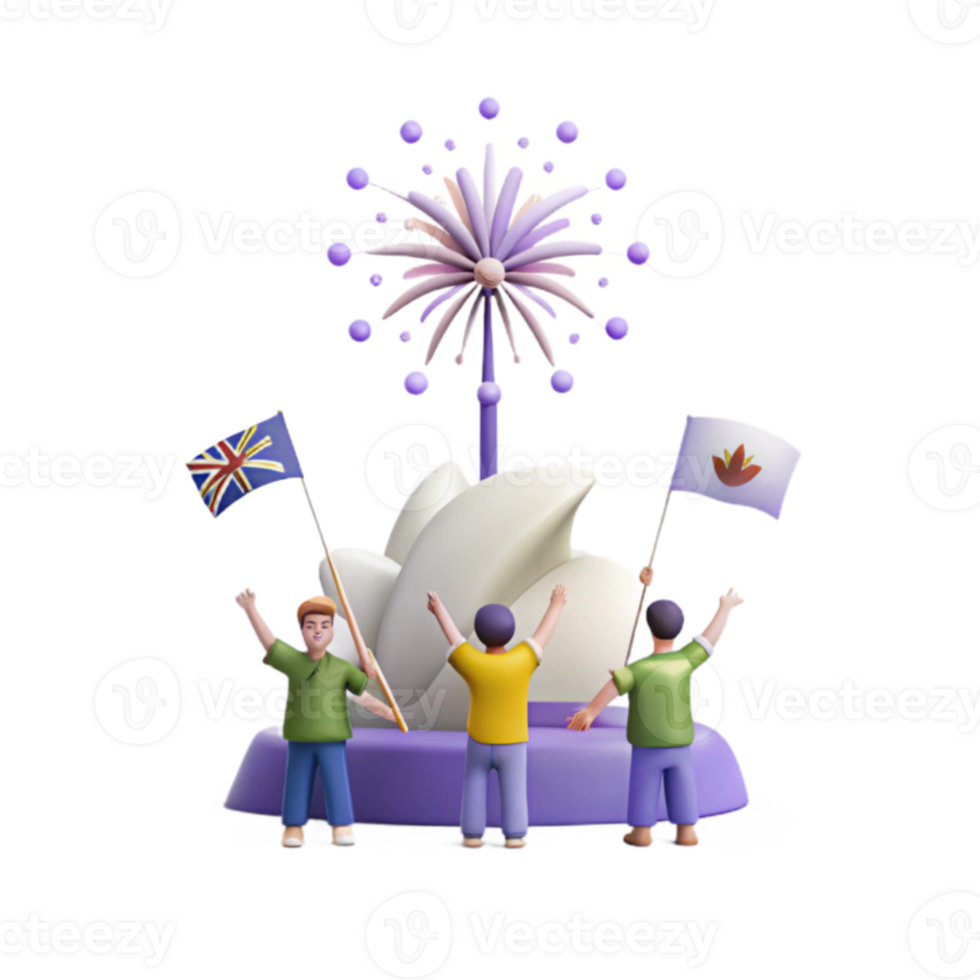 Celebration with Fireworks and Flags png