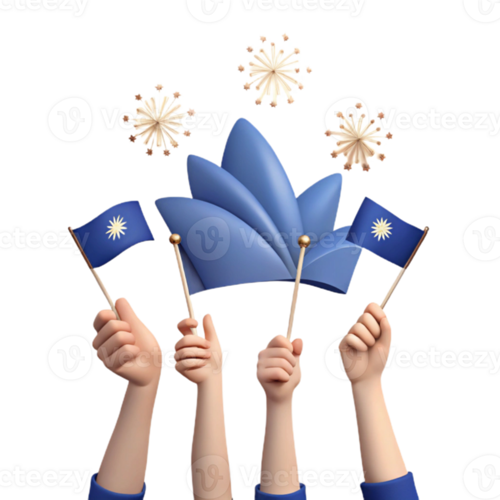 Celebration with Blue Flags and Festive Decorations png
