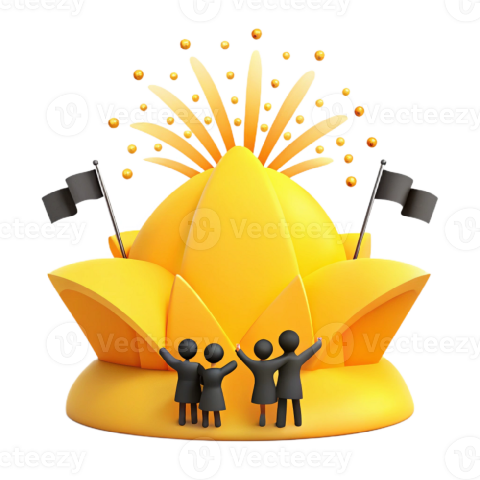 Celebration with Fireworks and Lotus Structure png