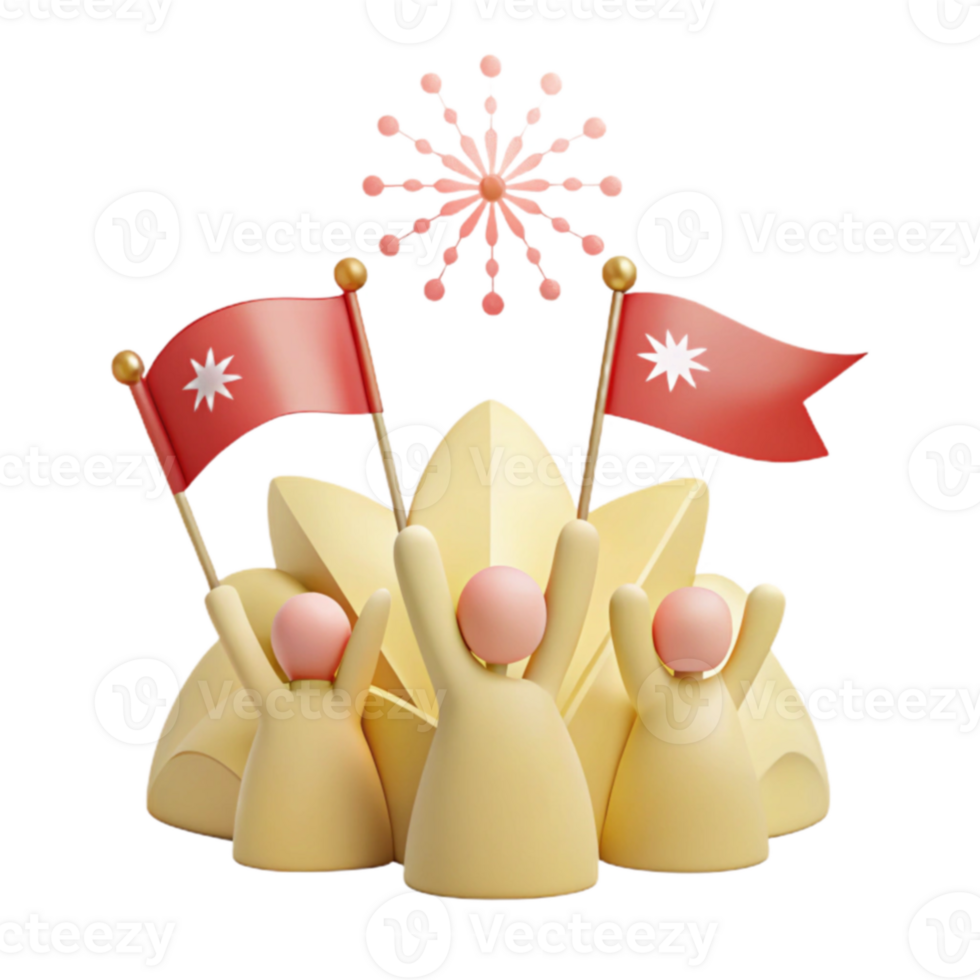 Celebration with Fireworks and Flags png
