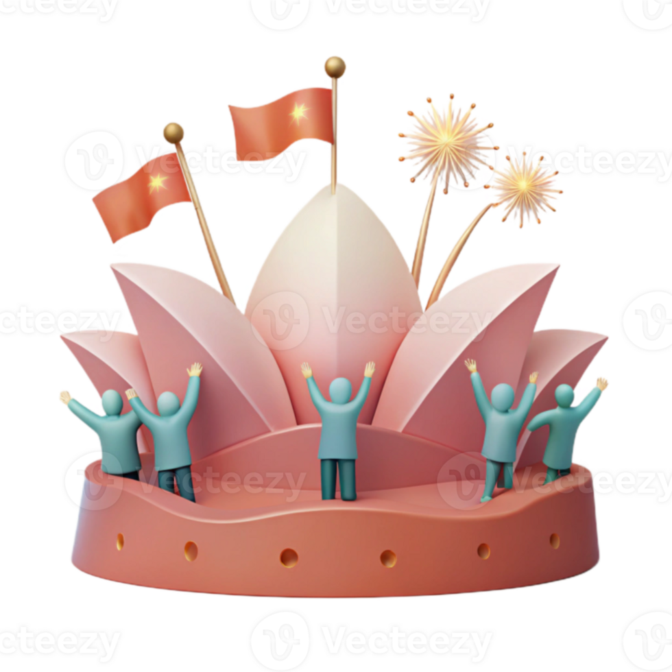 Celebration with Fireworks and Lotus Flower png