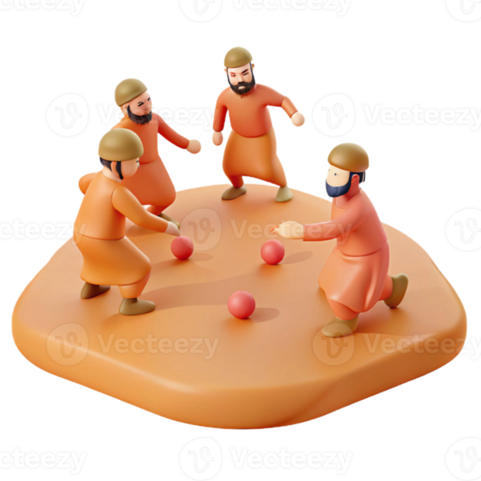 3D Render of Men Playing a Ball Game png