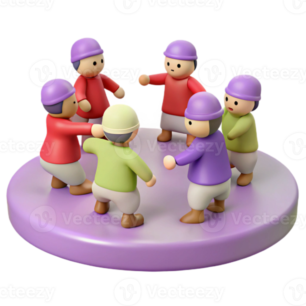 3D Render of Diverse Group of People Standing in a Circle png