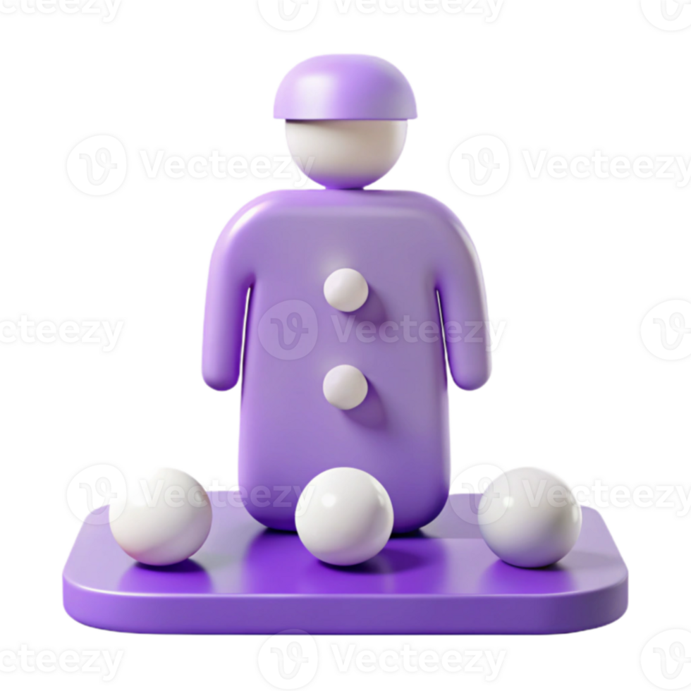 Purple 3D Character with White Circles on a Platform png