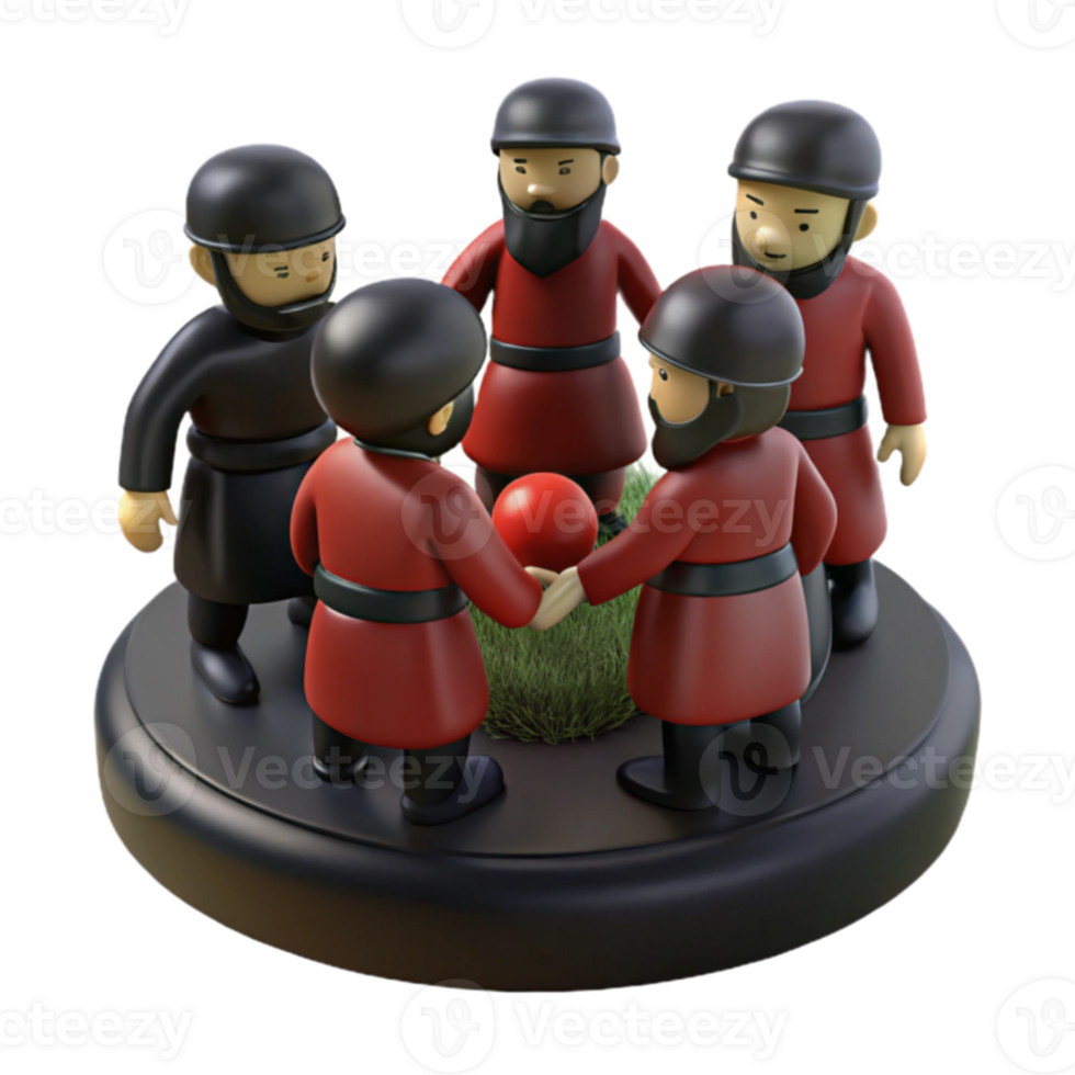 3D Rendered Illustration of Figures in a Circle png