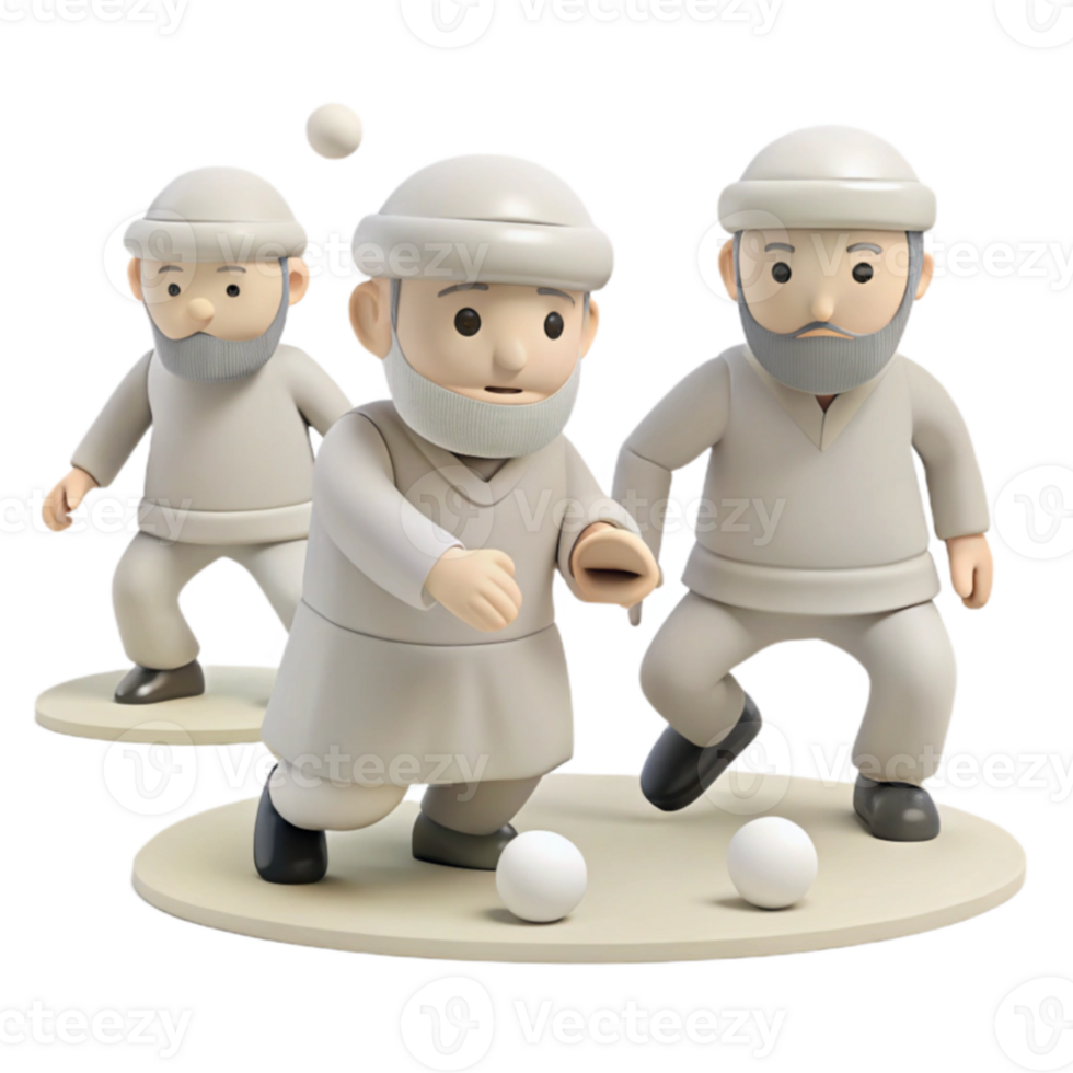 3D Cartoon Characters Playing a Casual Game png