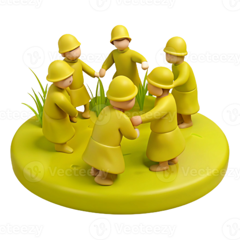 Group of Cartoon Characters Holding Hands in a Circle png