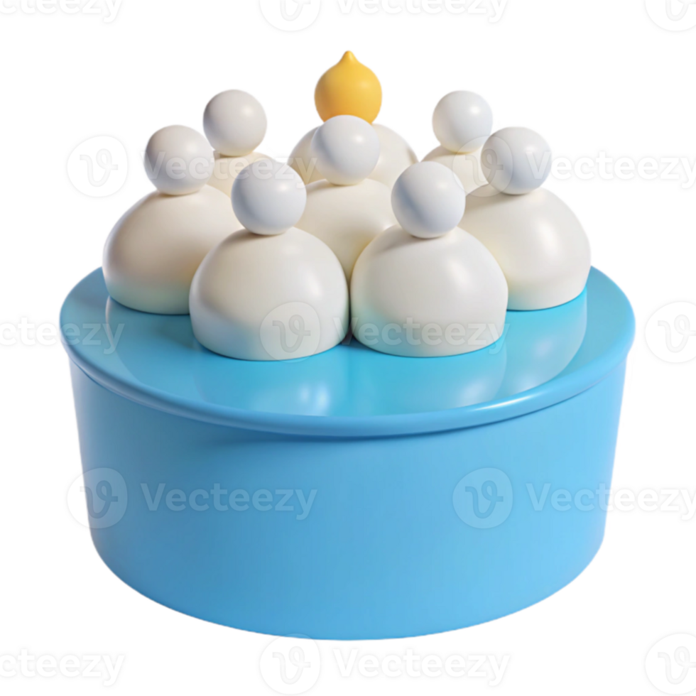 3D Render of a Group of White Objects on a Blue Platform png