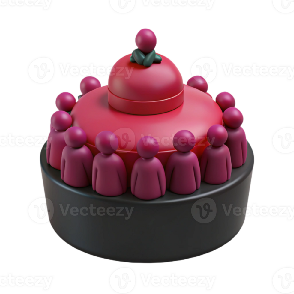 3D Render of People Gathering Around a Platform png