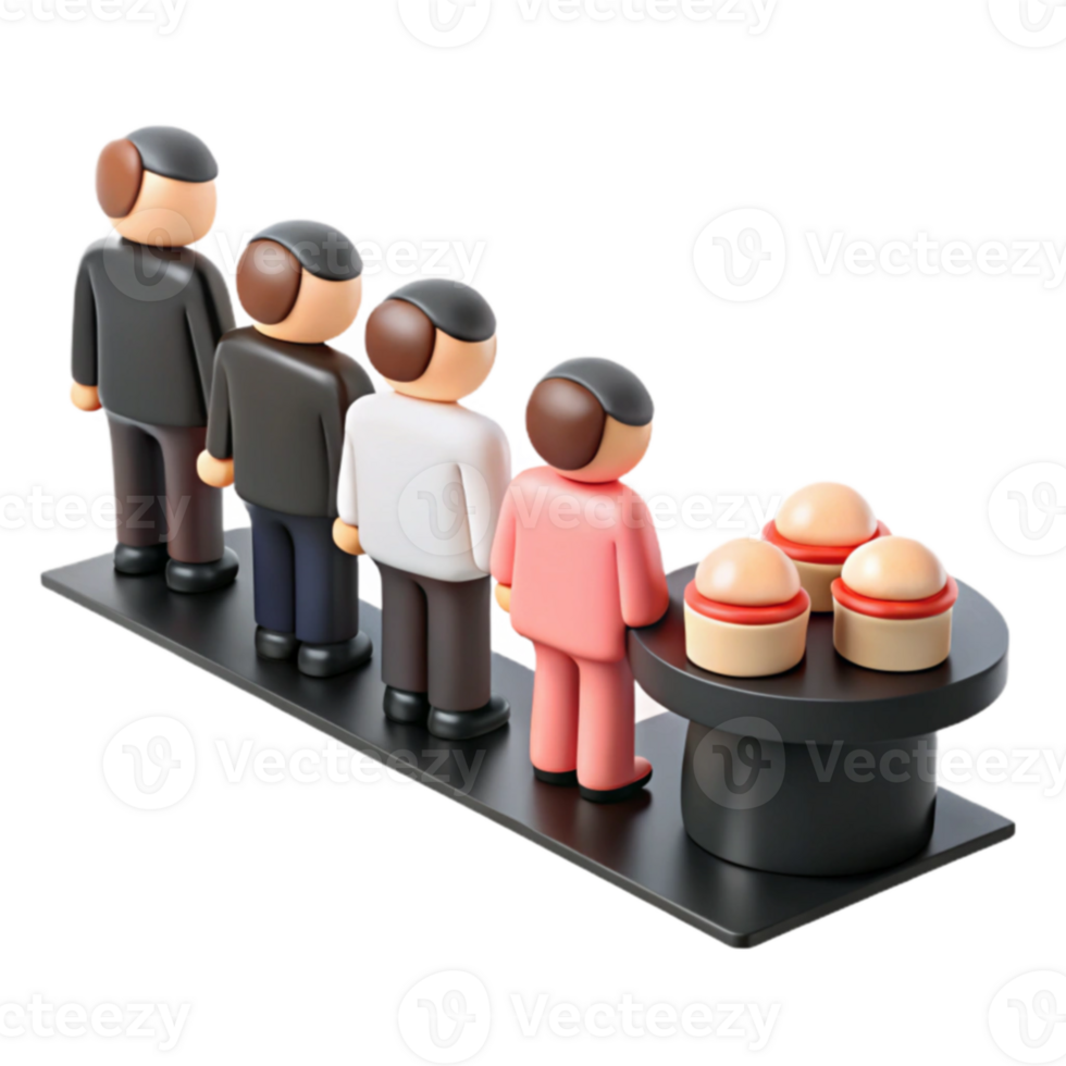 Group of People Waiting in Line for Snacks png