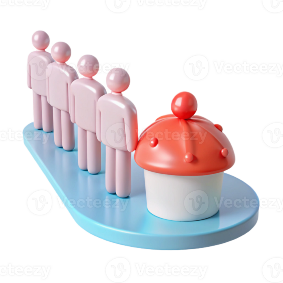 Line of People Waiting for a Cupcake png