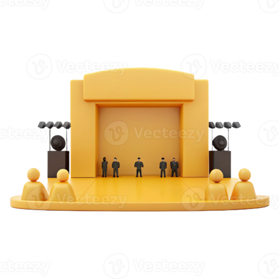 Empty Stage with Sound System and Audience png