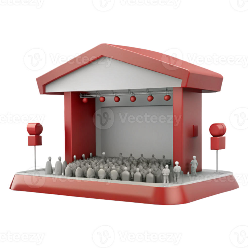 3D Rendering of a Stage with an Audience png