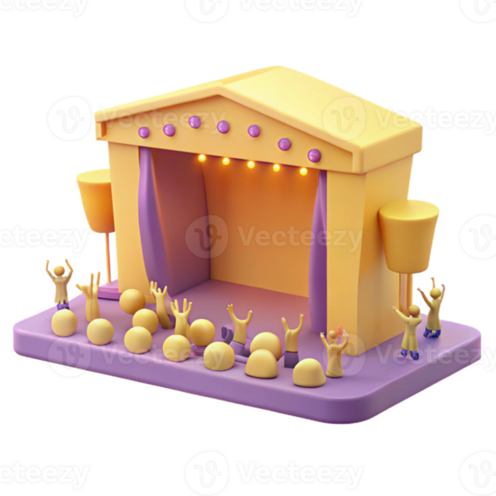 3D Stage with Audience and Lights png
