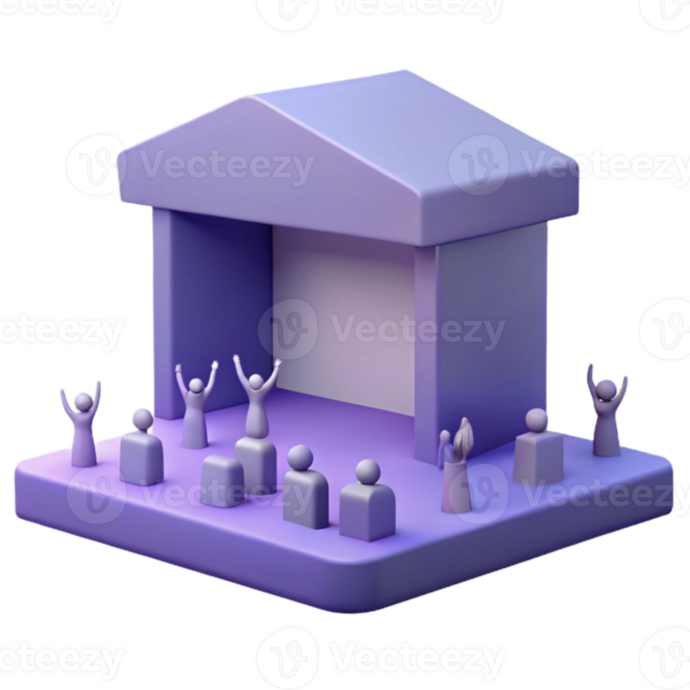 3D Render of an Audience Watching a Performance on Stage png