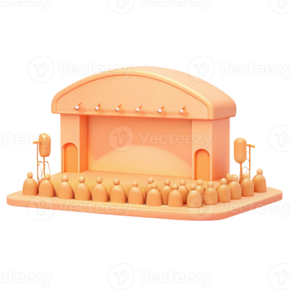 3D Render of a Stage with Audience png