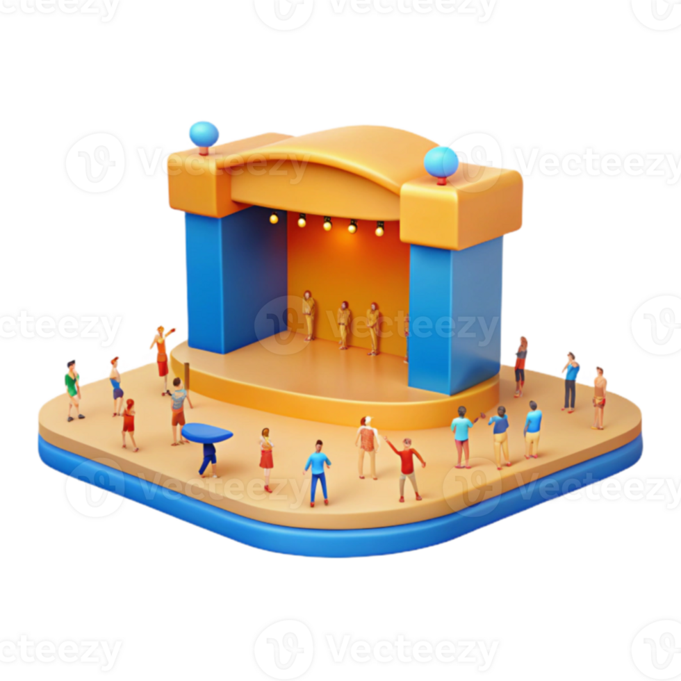 3D Illustration of a Stage with an Audience png