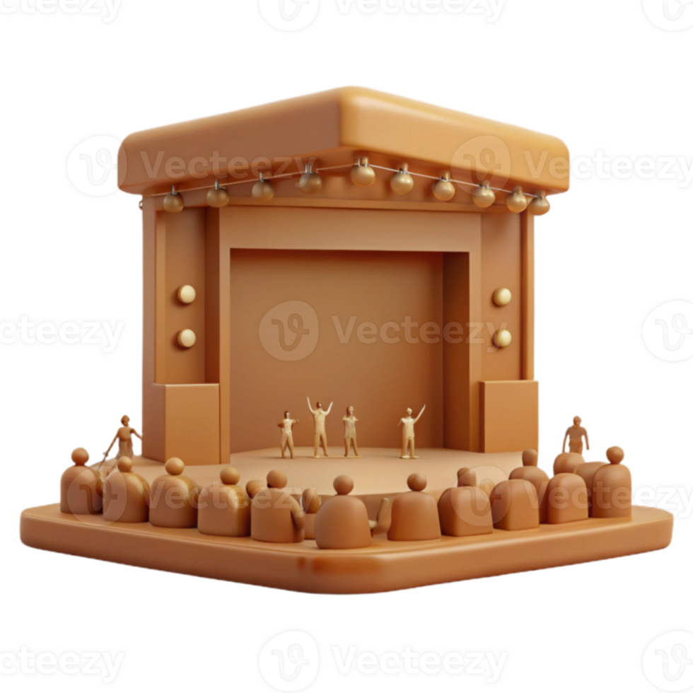 3D Illustration of a Stage with an Audience png