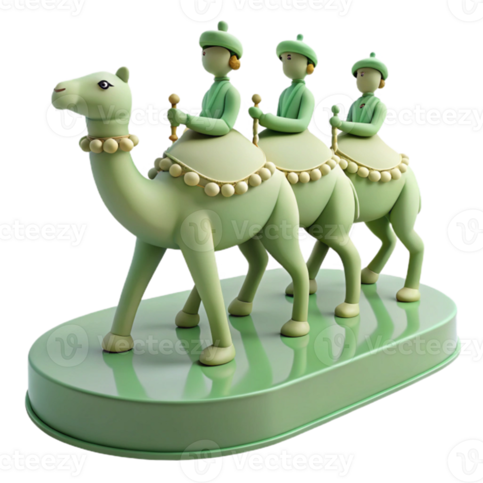 Three Figures Riding a Camel Figurine png