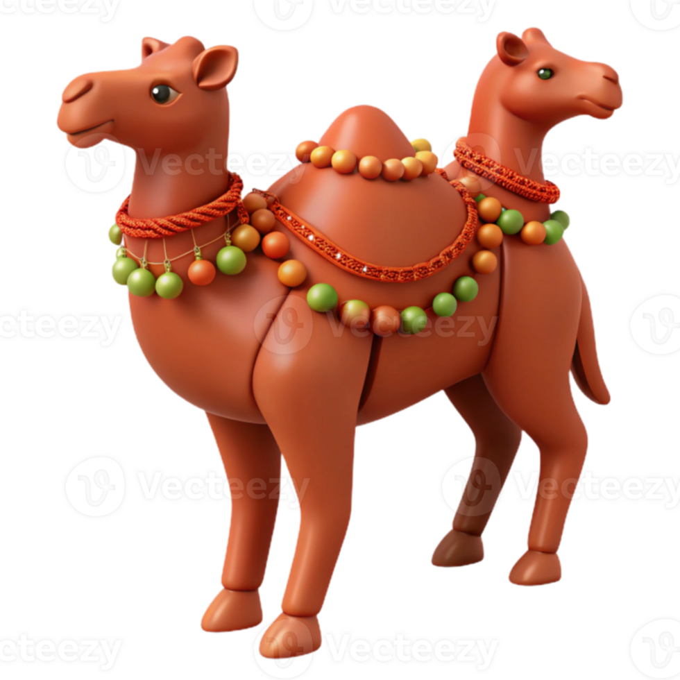 Two-Headed Camel with Colorful Beads and Decorations png