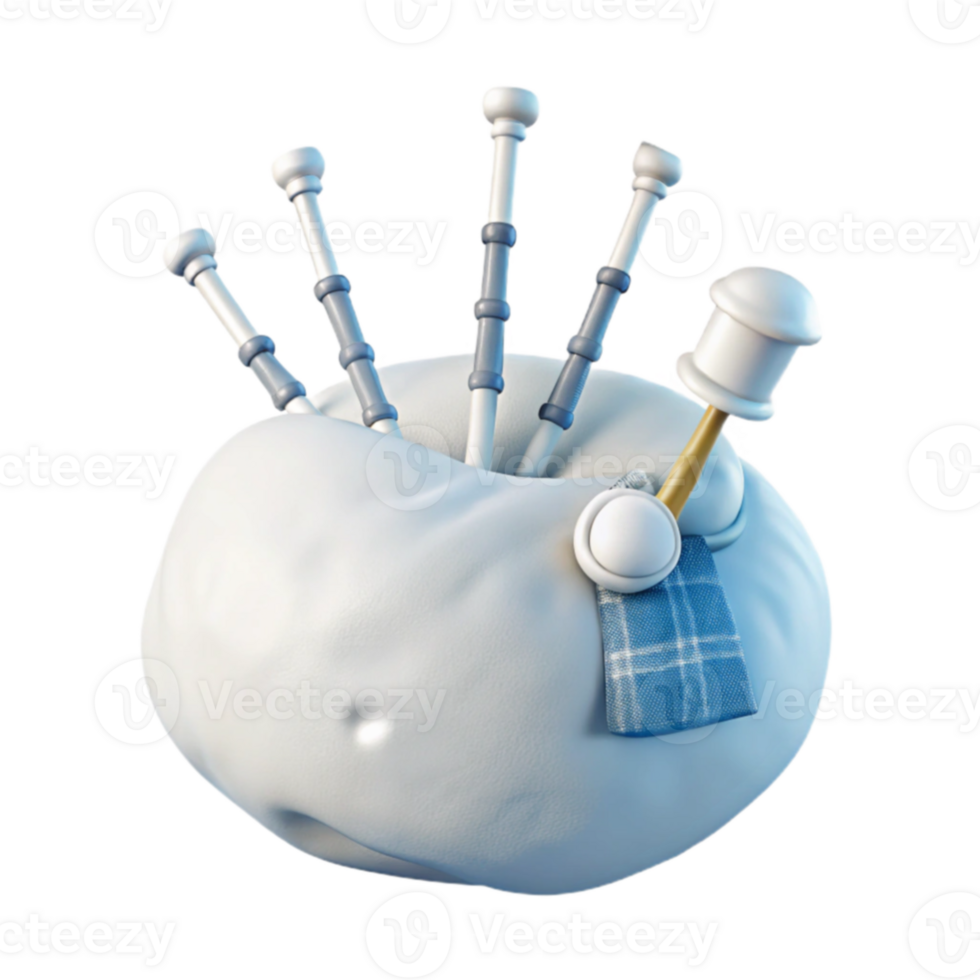 3D Render of a Bagpipe with a Plaid png