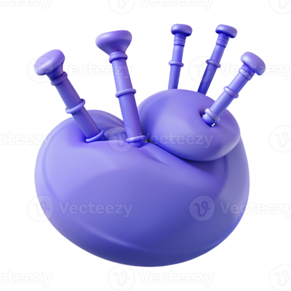 3D Render of a Purple Bagpipe png
