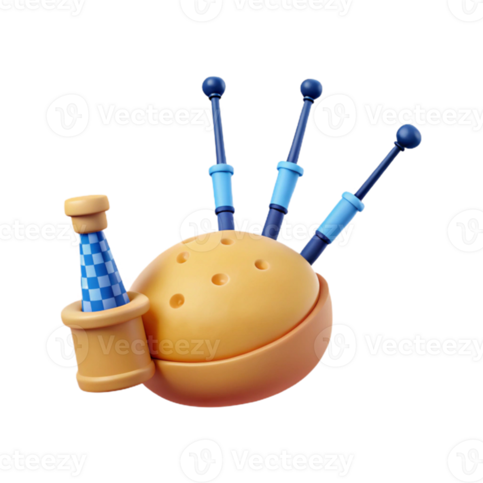 3D Render of a Bagpipe png