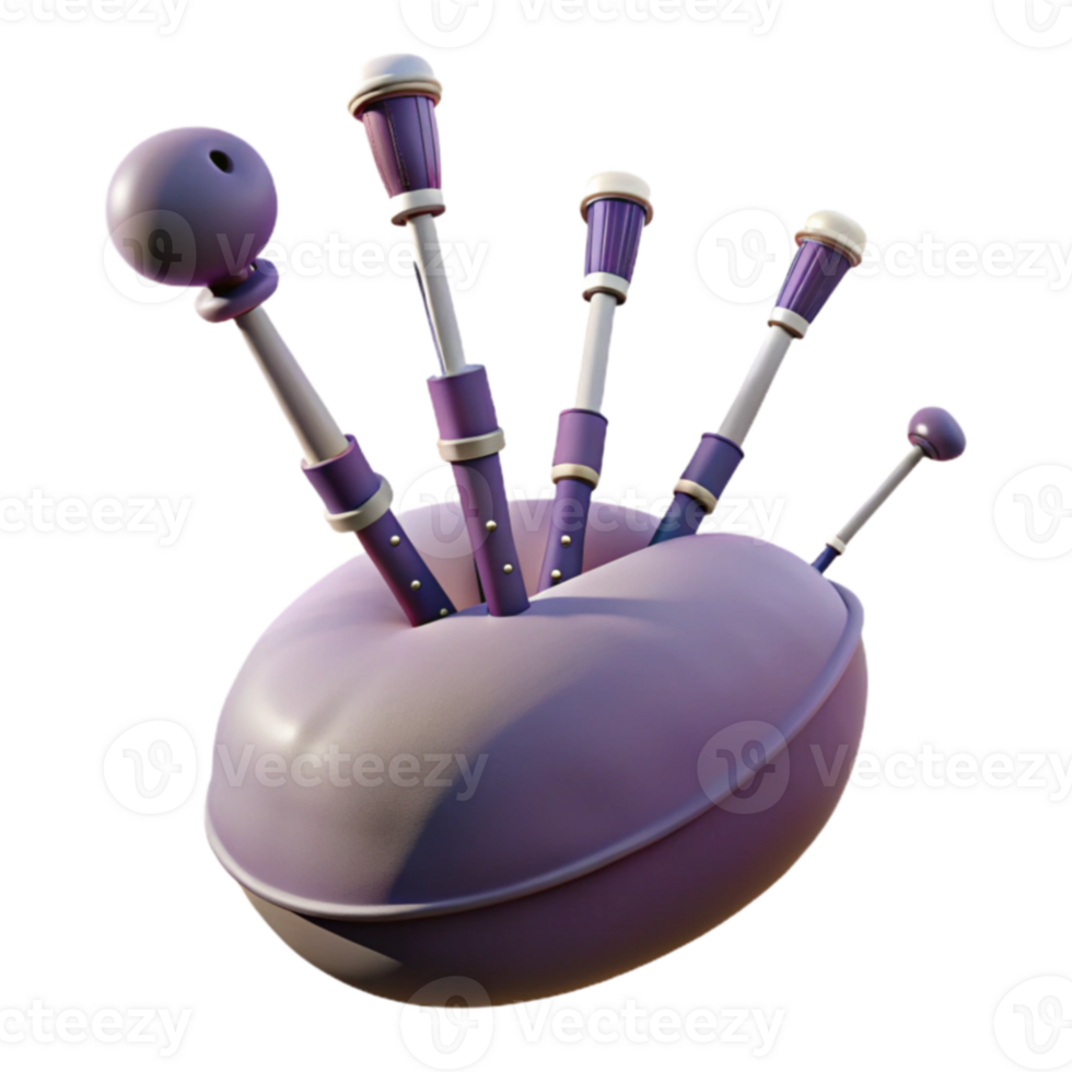 Purple Bagpipe 3D Render png