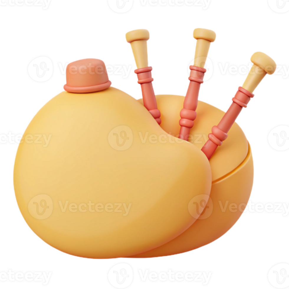 3D Render of a Bagpipe png