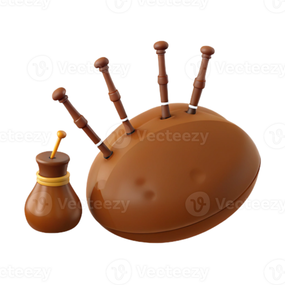 Brown Bagpipes with a Small Bag png
